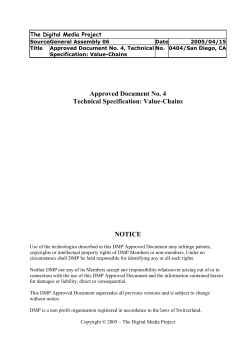 Approved Document No. 4 - Technical Specification: Value