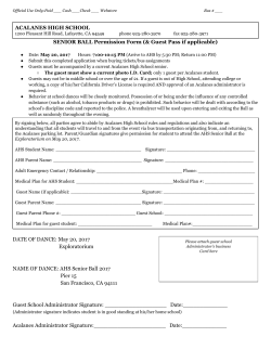 ACALANES HIGH SCHOOL SENIOR BALL Permission Form