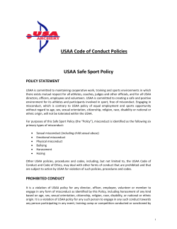 USAA Code of Conduct Policies USAA Safe Sport Policy