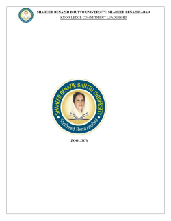 Zoology - Shaheed Benazir Bhutto University, Shaheed Benazirabad
