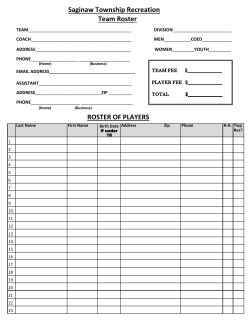 Saginaw Township Recreation Team Roster ROSTER OF PLAYERS