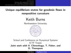 Unique equilibrium states for geodesic flows in - Indico