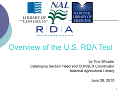 National RDA Test Update presentation by Tina