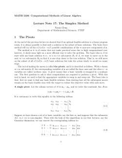 Lecture Note 17: The Simplex Method 1 The Pivots