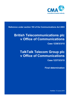 BT and TalkTalk v Ofcom: Final determination