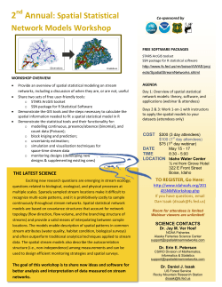 2nd Annual Spatial Statistical Network Models Workshop: May 15