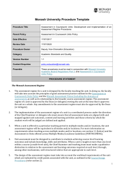 Assessment in Coursework Units: Development and Implementation