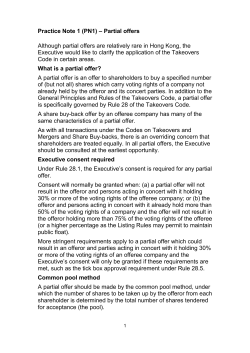 Practice Note 1 (PN1) &ndash; Partial offers Although partial offers