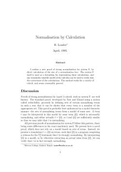 Normalisation by Calculation