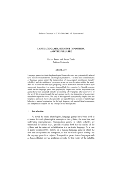 Language games, segment imposition, and the syllable