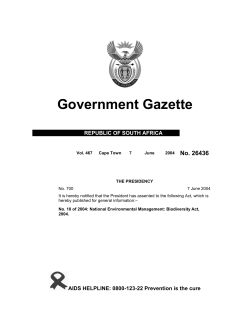 National Environmental Management: Biodiversity Act [No. 10 of 2004]