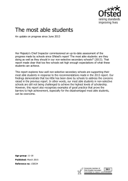 The most able students: an update on progress since June