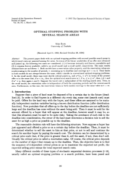 OPTIMAL STOPPING PROBLEM WITH SEVERAL SEARCH AREAS