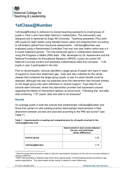 1stClass@Number - Oxfordshire Teaching Schools Alliance