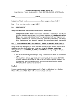Classroom Action Plan (CAP) #1 &ndash; Fall 2007