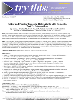 Eating and Feeding Issues in Older Adults with