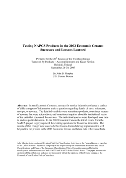 Testing NAPCS Products in the 2002 Economic Census: Successes