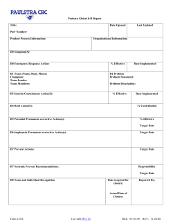 Corrective Action Report - Hutchinson Antivibration