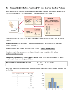 4.1 – Probability Distribution Function  for a Discrete Random
