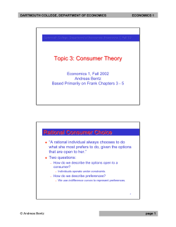 Topic 3: Consumer Theory Rational Consumer