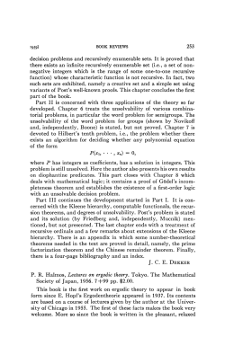 253 decision problems and recursively enumerable sets. It is proved
