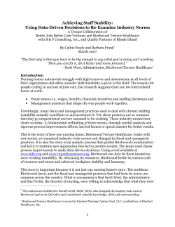 Achieving Workforce Stability &ndash; Advancing Excellence in Care