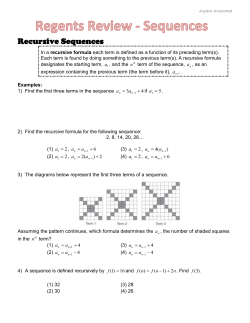 Sequences Recursive Sequences