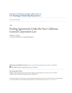 Pooling Agreements Under the New California General Corporation