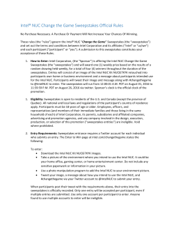 Intel&reg; NUC Change the Game Sweepstakes Official Rules