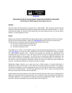 1 DISCLOSURE DUTIES BY SELLERS EXEMPT UNDER SELLER