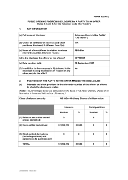 FORM 8 (OPD) PUBLIC OPENING POSITION
