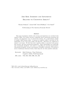 Are Risk Aversion and Impatience Related to Cognitive Ability?"