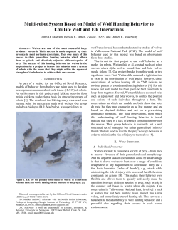 Multi-robot System Based on Model of Wolf Hunting Behavior to