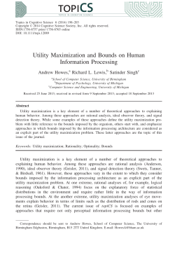 2014 Topics in Cognitive Science Utility Maximization and Bounds