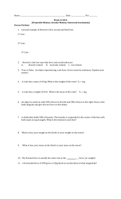 Name: Date: Per:______ Week 12 DCA (Projectile Motion, Circular