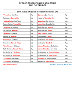 CIF SOUTHERN SECTION 2016 BOYS TENNIS COIN FLIP RESULTS