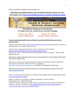 Rothermel C. What is health economics and outcomes research?