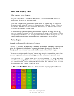 Smart Risk Jeopardy Game Instructions