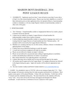 MARION BOYS BASEBALL 2016 PONY LEAGUE RULES