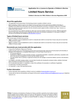 Limited hours service - Department of Education