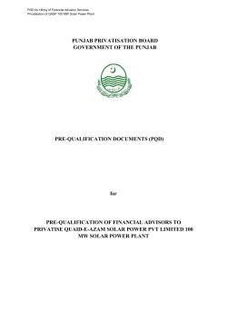pre-qualification documents (pqd)