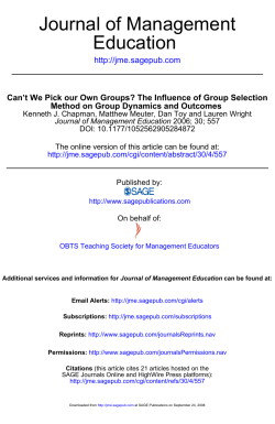 Can`t We Pick Our Own Groups? The Influence of Group Selection