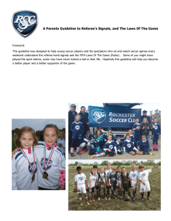 A Parents Guideline to Referee`s Signals, and The Laws Of The Game