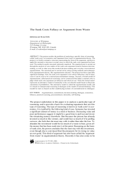 The Sunk Costs Fallacy or Argument from Waste