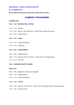 The Programme - Trinity College Dublin