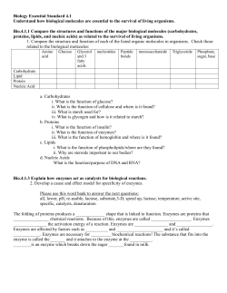 Biology Essential Standard 4.1 Understand how biological