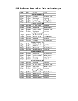 2017 Rochester Area Indoor Field Hockey League Schedule