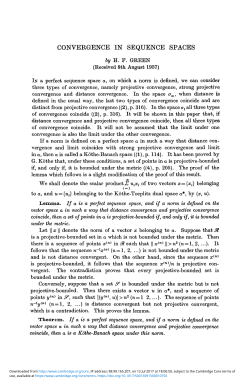 CONVERGENCE IN SEQUENCE SPACES