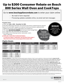 Up to $300 Consumer Rebate on Bosch 800 Series Wall Oven and