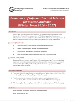 Economics of Information and Internet for Master Students (Winter